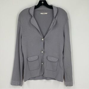 Vertigo Paris Women’s V Neck Button Front Stretchy Gray Knit Cardigan size M